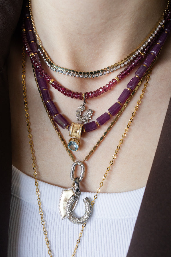 Puffy Silver Diamond Horseshoe Charm