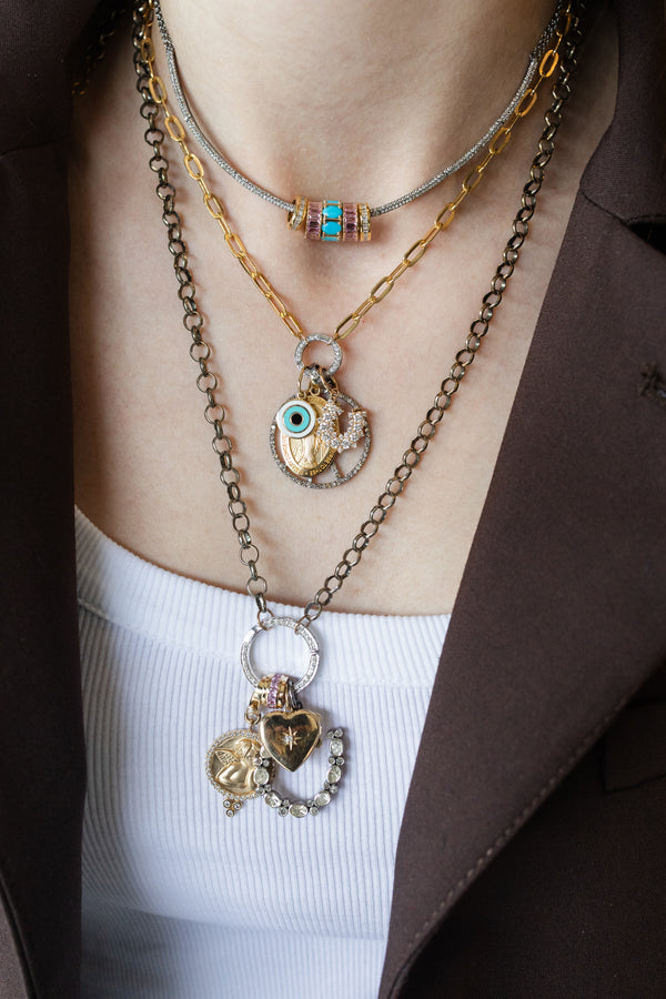 Silver Polki Diamond Horseshoe Charm