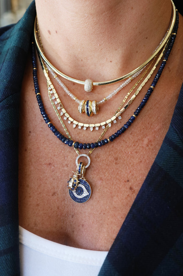 14K Large Gold Puffy Donut Diamond Spacer