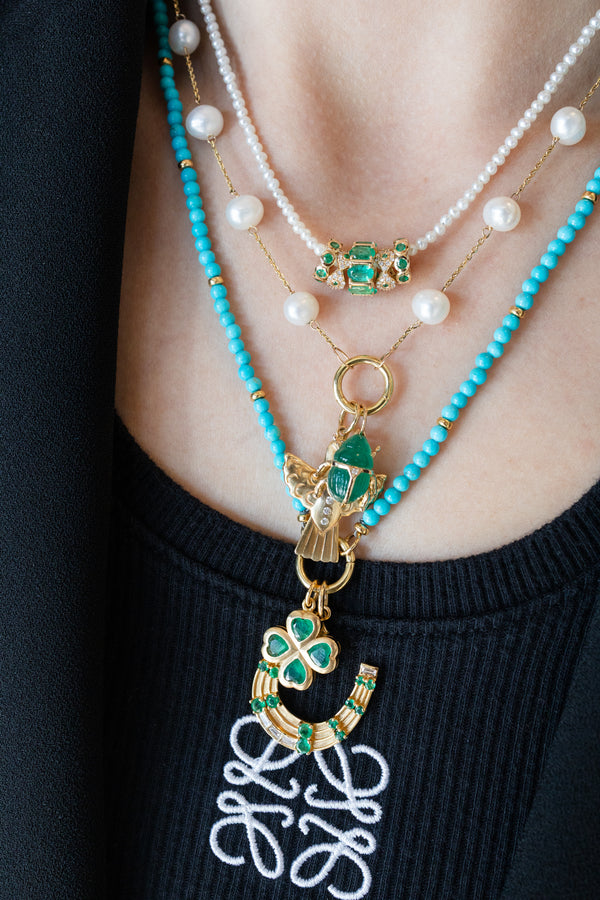 14K Gold Round Chunky Emerald Spacer