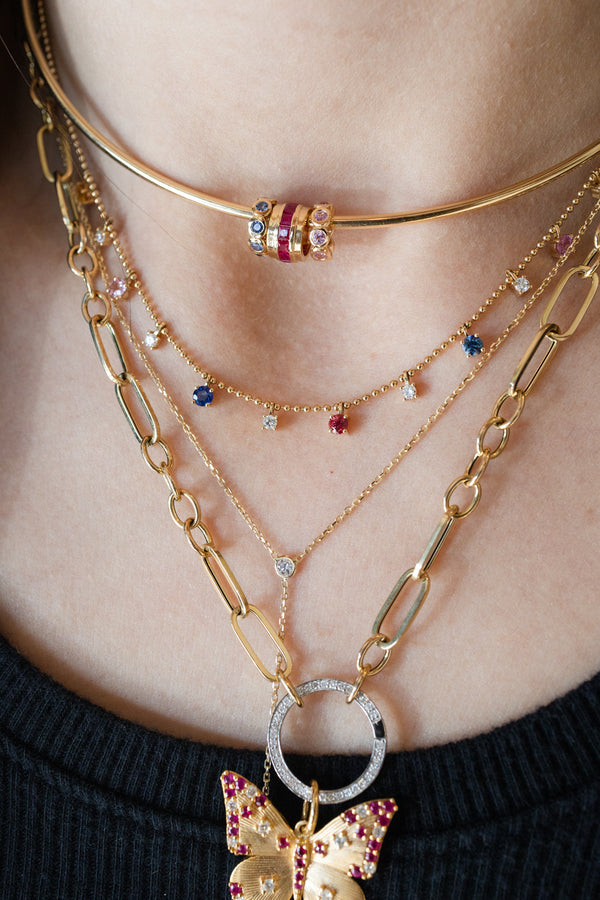 Mini 14K Gold Round Sapphire Bezel Spacer