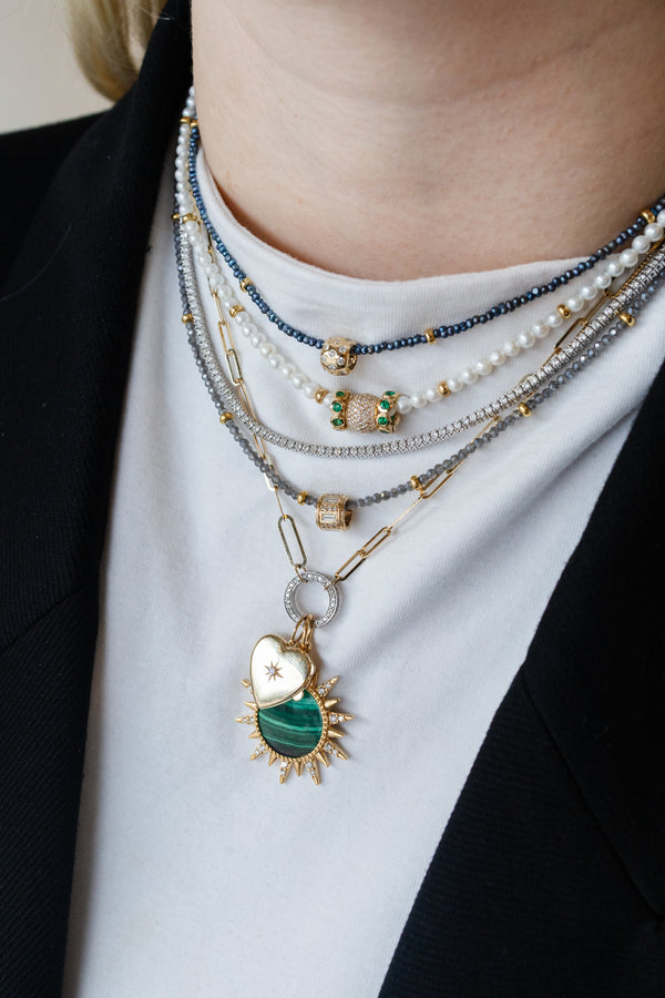 Mini 14K Gold Round Emerald Bezel Spacer