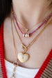 14K Brushed Gold Single Bezel Diamond Heart Charm