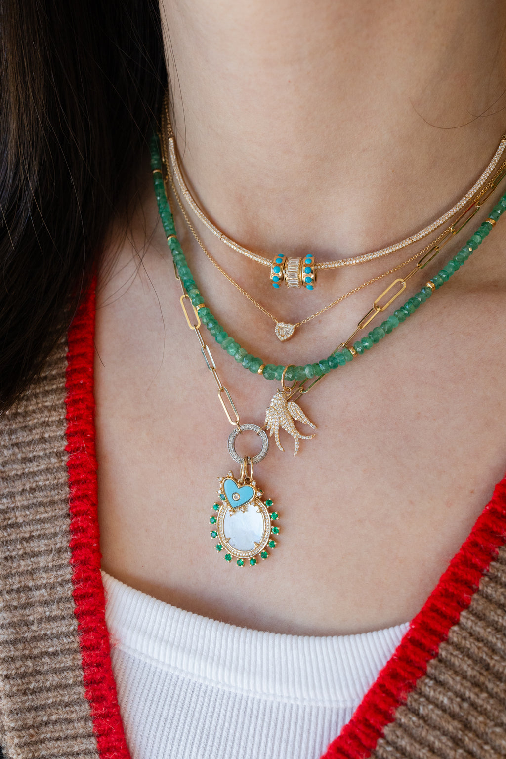 14K Gold Mini Baguette Heart Necklace