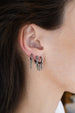 Silver Diamond Teardrop Dangle Huggie Earrings