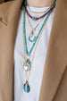 Alternating Silver Diamond Turquoise Horseshoe Charm