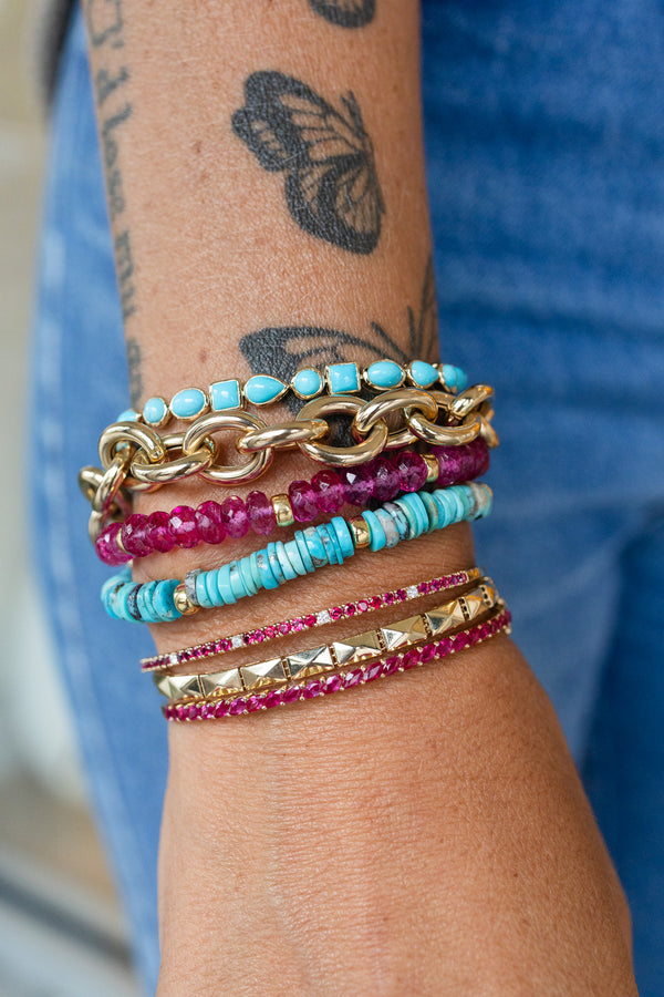 5mm Pink Topaz Rondelle Stretchy Bracelet