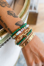 Green Sapphire Rondelle Stretchy Bracelet