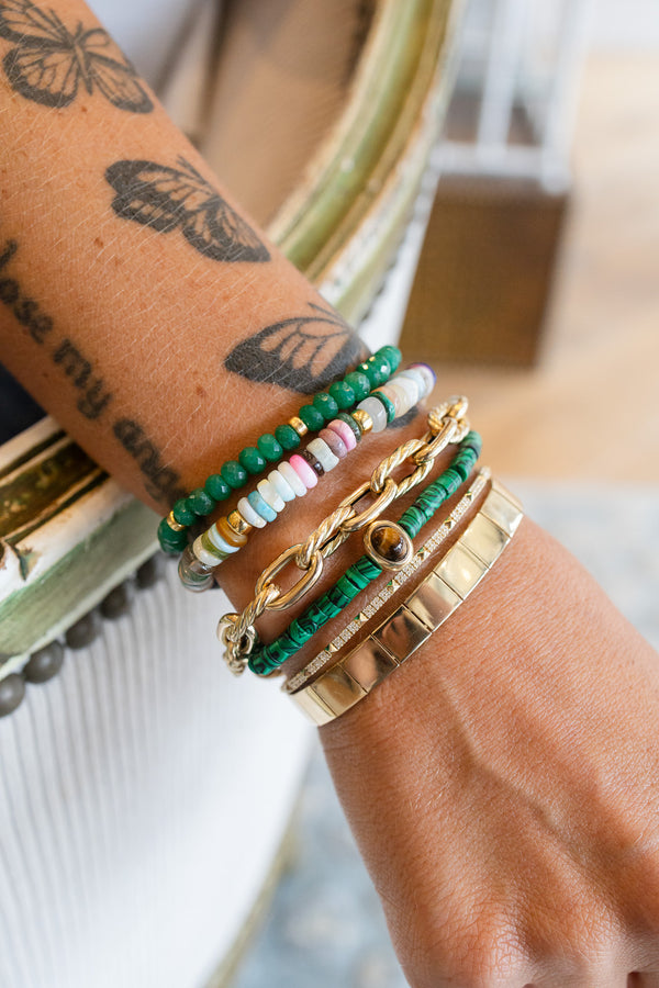 6-7mm Pink Heishi Agate Rondelle Bracelet