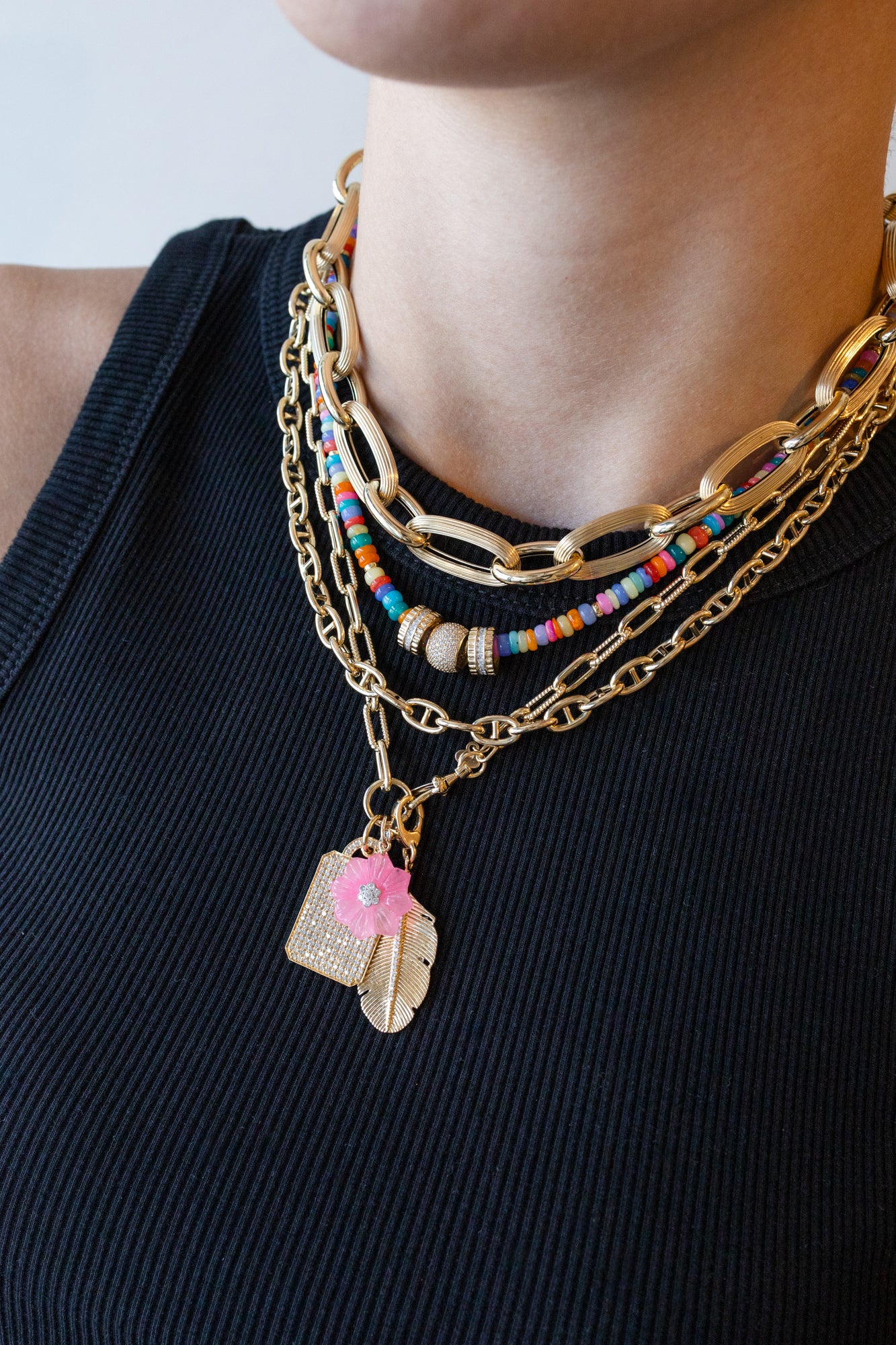 14K Gold Small H Link Mariner Necklace