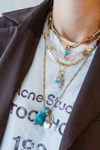 14K Gold Square Disco Necklace