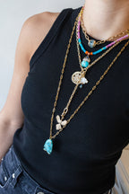 4mm Blue Color Block Ethiopian Opalite Rondelle Neckalce