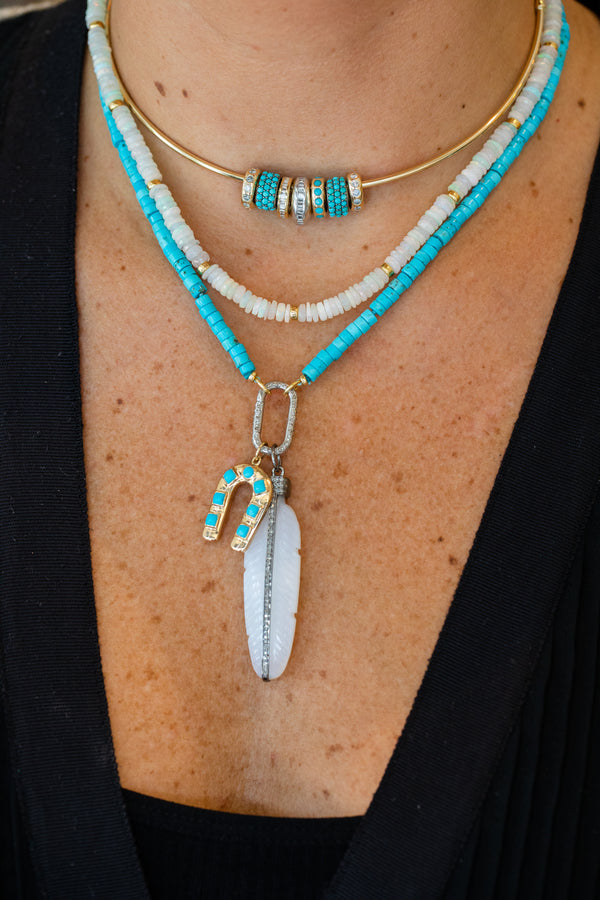 Large Luxe Lexi Lock Necklace: Heishi Turquoise