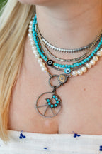 The Big Good Eye Lock Necklace: White Pearls