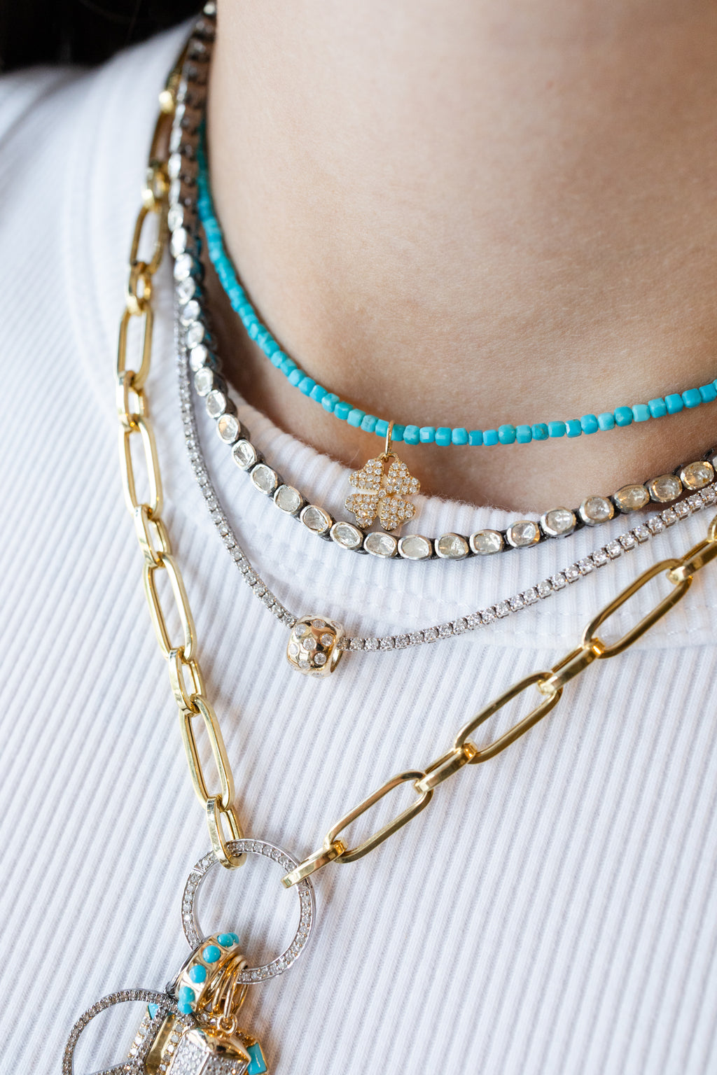 Mini Silver Polki Diamond Tennis Necklace