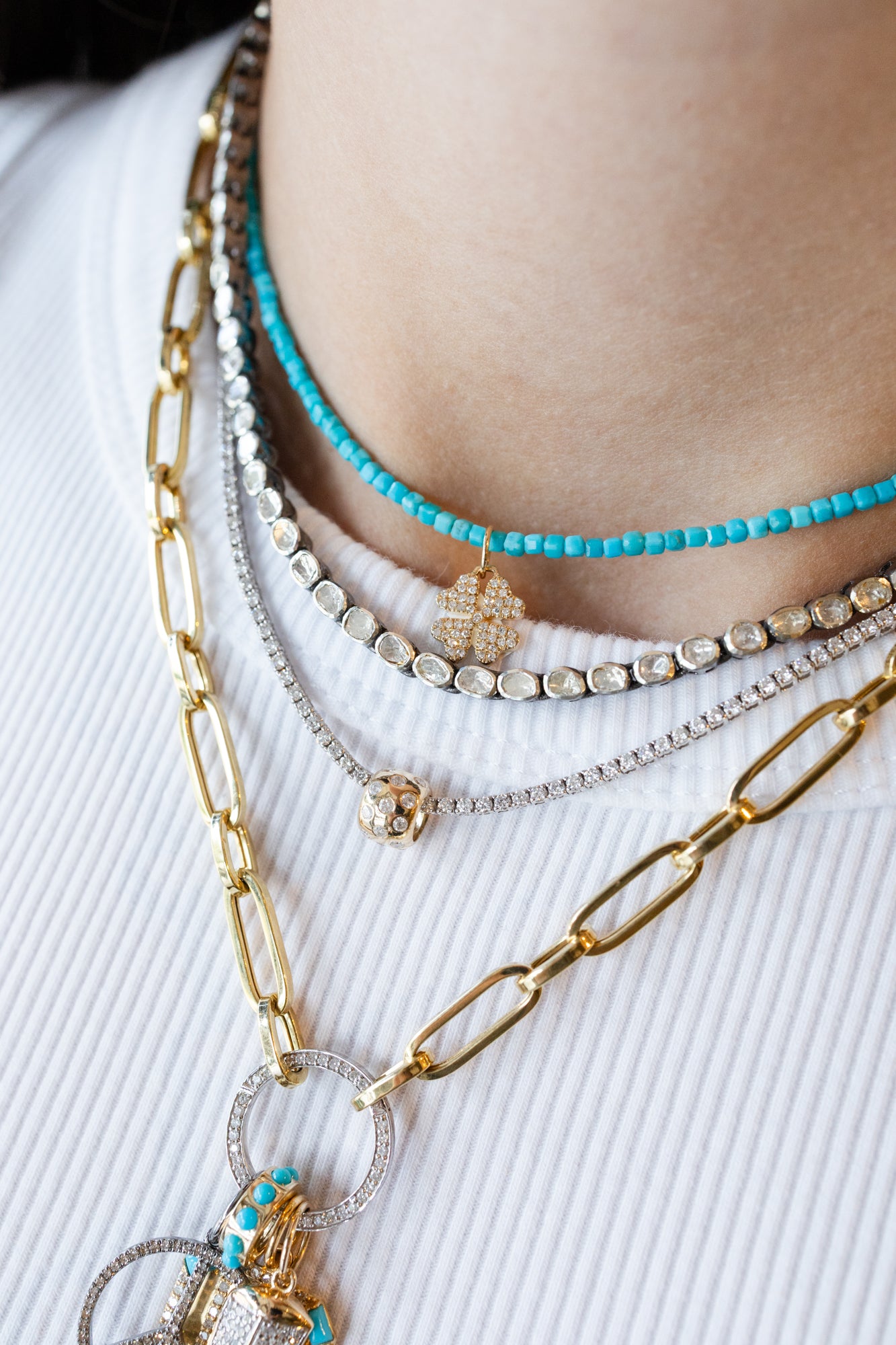 Mini Silver Polki Diamond Tennis Necklace