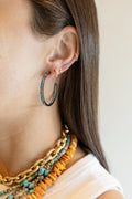 Silver Diamond Turquoise Inside Out Hoop