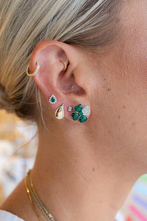 14K Gold Diamond Edge Teardrop Studs