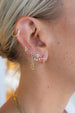 14K Gold CZ Evil Eye Tassel Studs