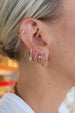 14K Gold 15mm Alternating Diamond Ruby Huggies