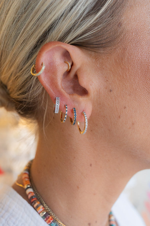 15mm 14K Gold .61ct Sapphire Huggies