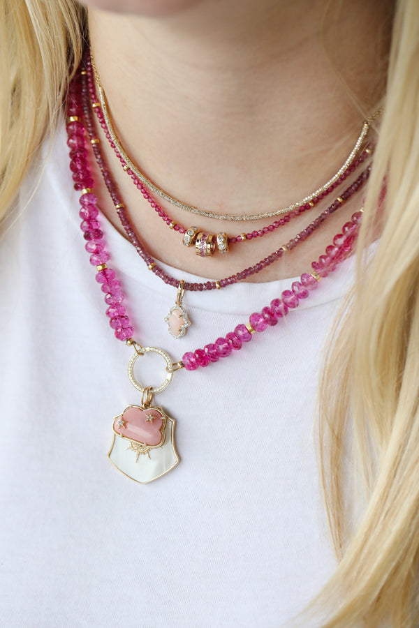 2mm Pink Topaz Faceted Rondelle Necklace