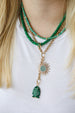 14K Gold Floating Emerald Spacer Green Sapphire Necklace