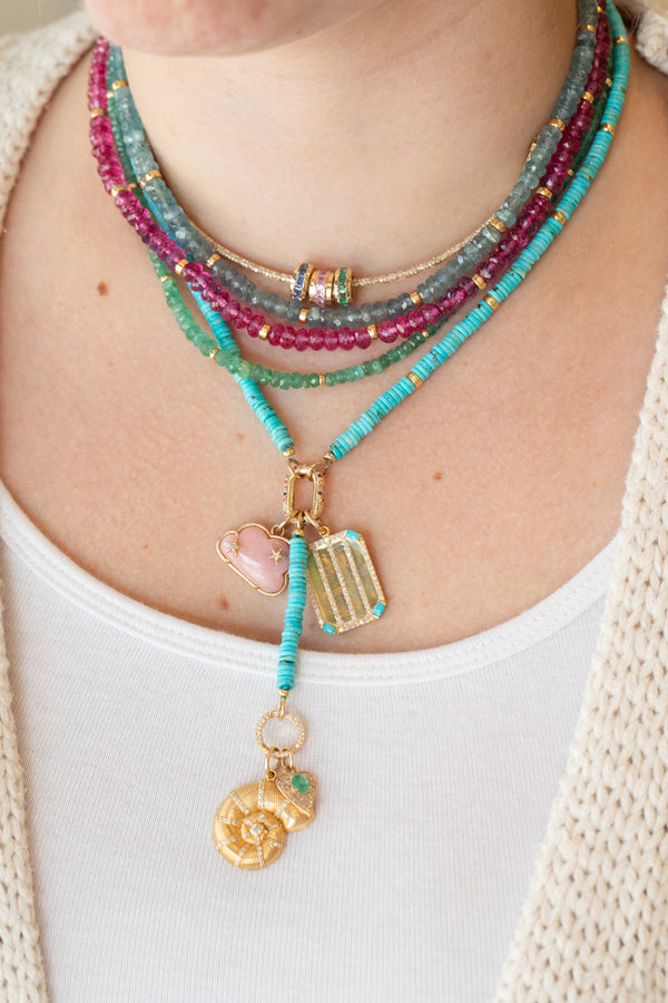 The Gem Lariat: Heishi Blue Turquoise