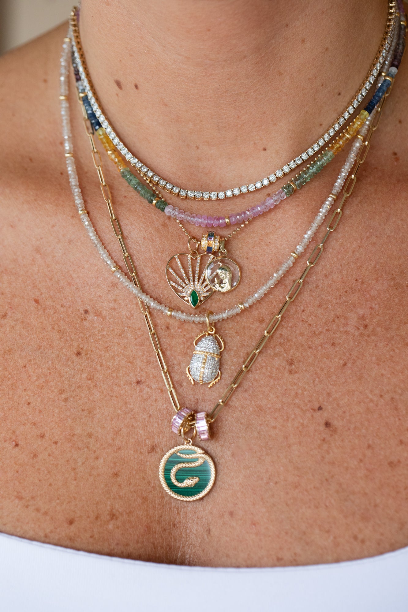 14K Gold Diamond Scarab Beetle Charm