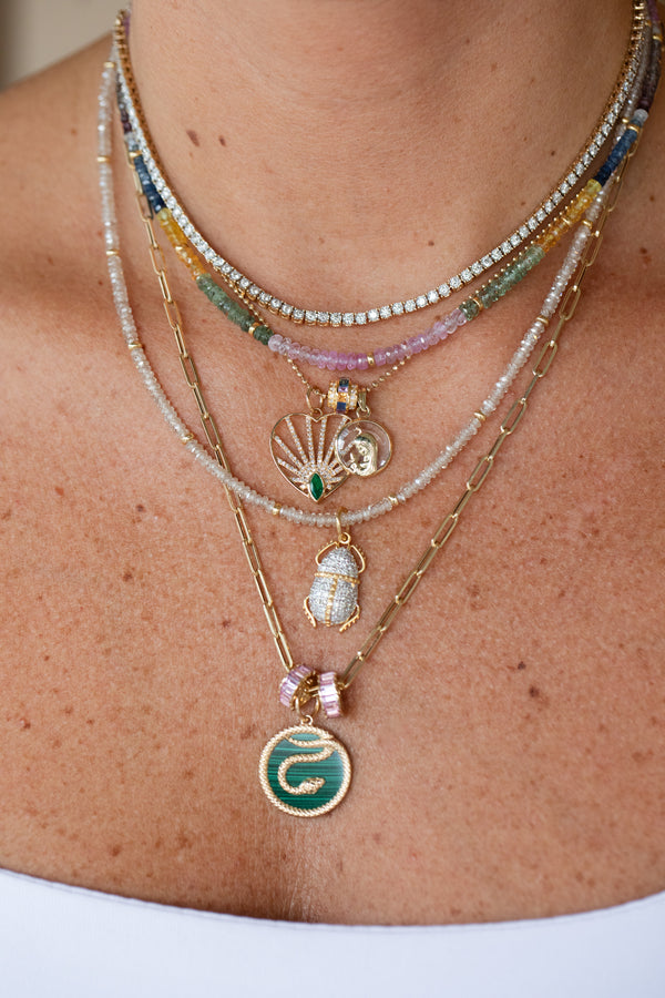 14K Gold Diamond Scarab Beetle Charm