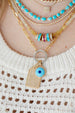 18K Gold Curved Turquoise Circle Evil Eye Charm