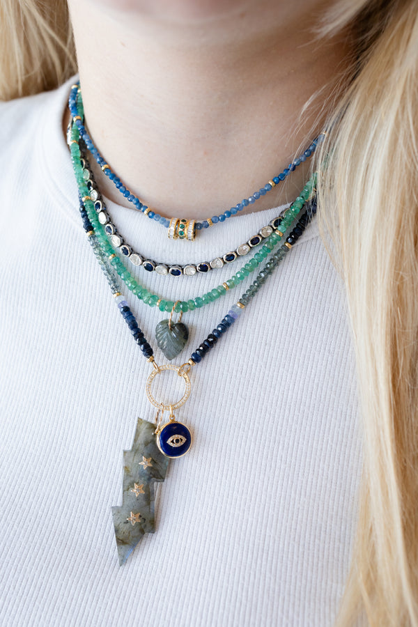 Blue Sapphire Polki Diamond Tennis Necklace