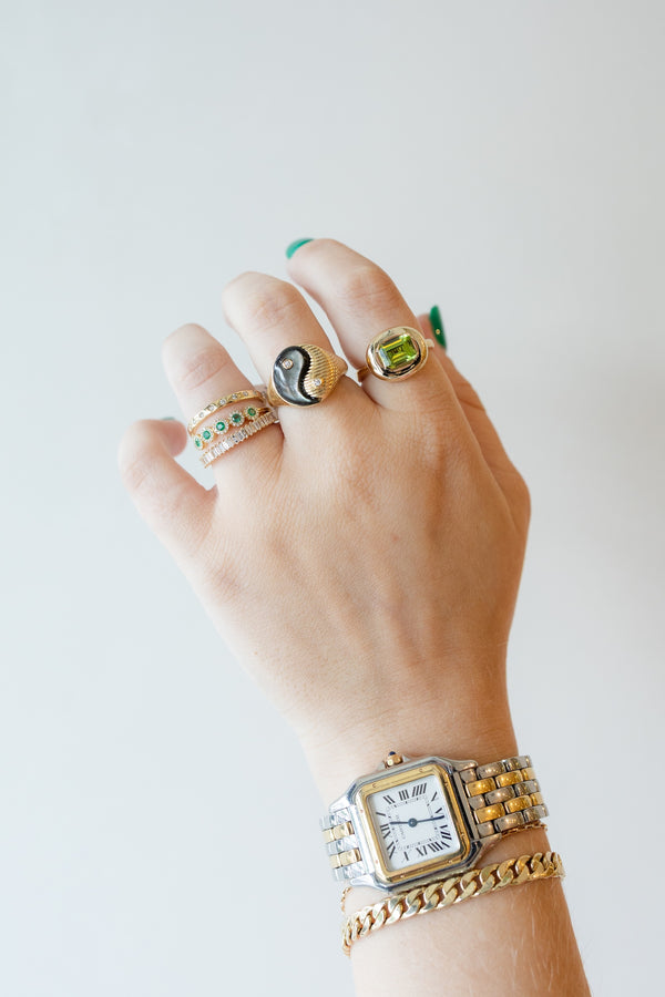 14K Gold Puffy Dome Peridot Ring