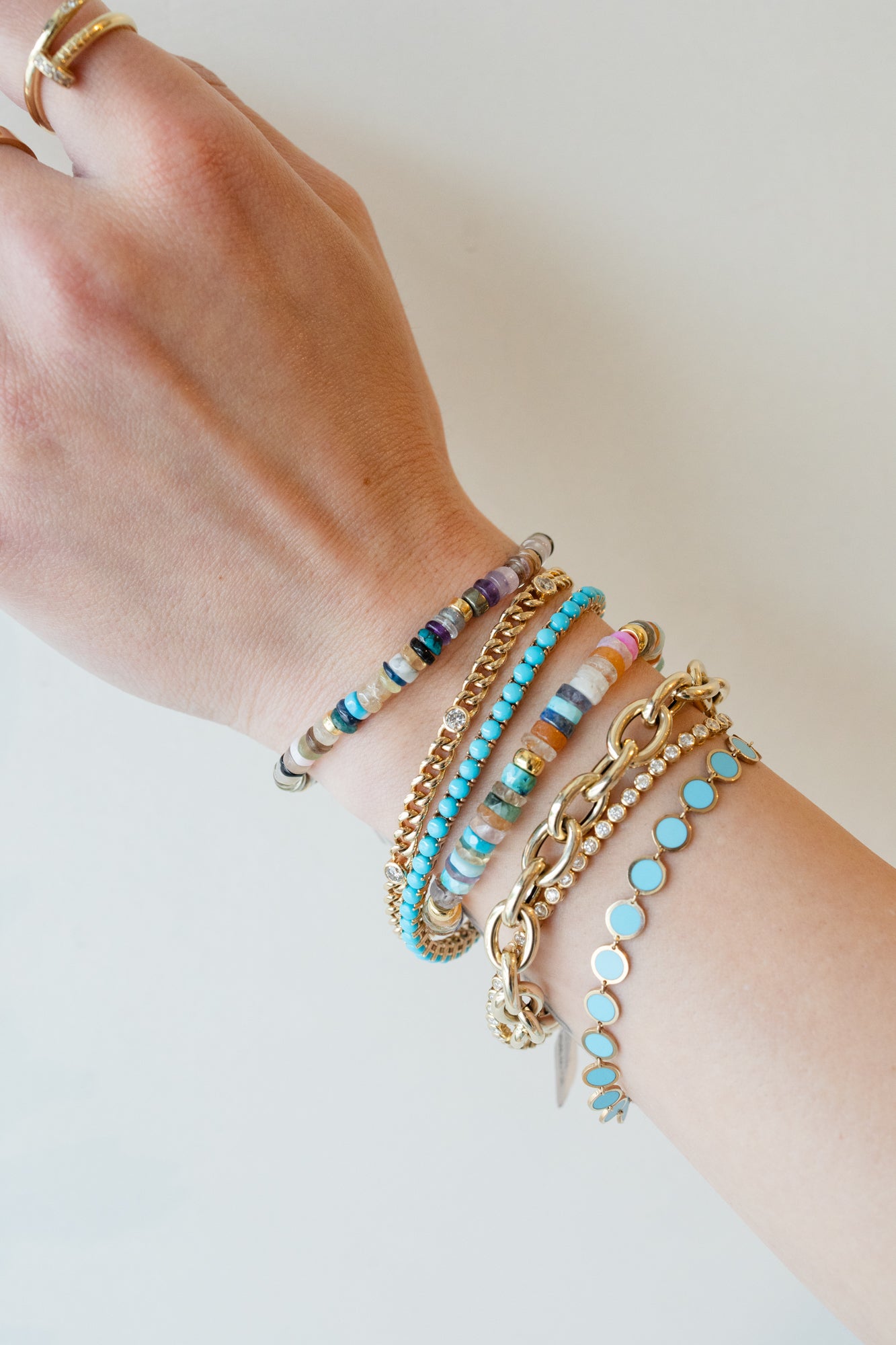 4mm Smooth Heishi Multi Agate Rondelle Bracelet