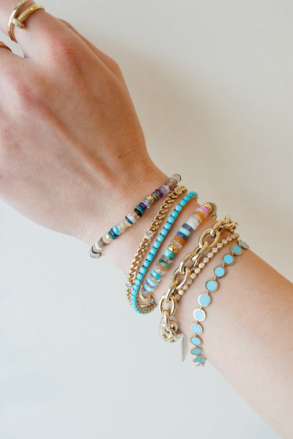 4mm Smooth Heishi Multi Agate Rondelle Bracelet