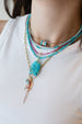 3mm Sky Blue Zircon & Turquoise Rondelle Necklace