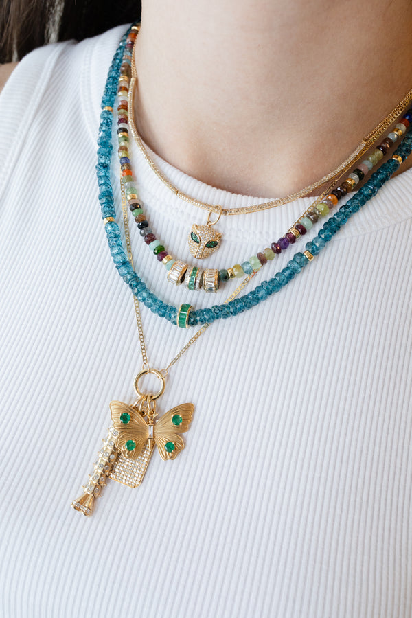 12mm 14K Gold Lock Necklace: 2mm Valentino Chain