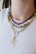 12mm Opal & Pink Sapphire Beaded Necklace