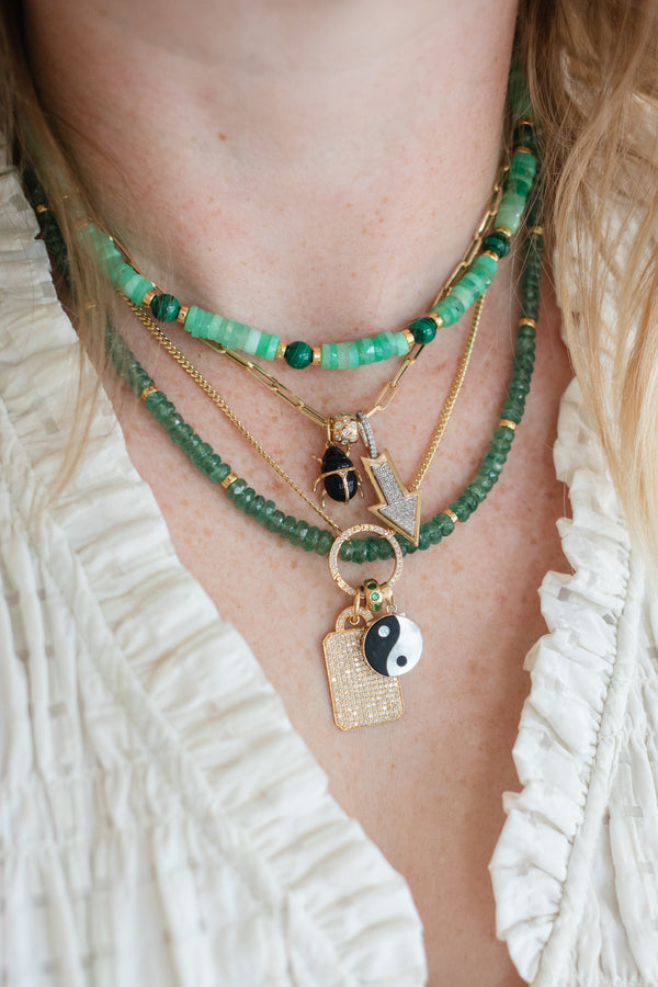 Sliced Chrysoprase Malachite Mix Rondelle Necklace