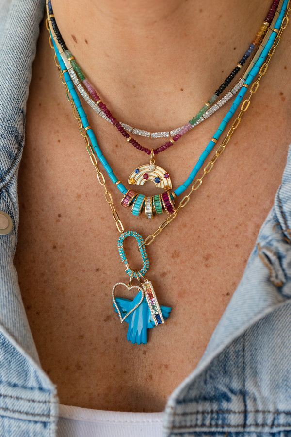 14K Gold Chubby Cut Out Diamond Heart Charm