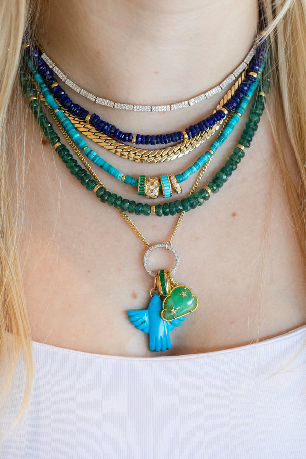 Dark Green Kyanite Gold Rondelle Necklace