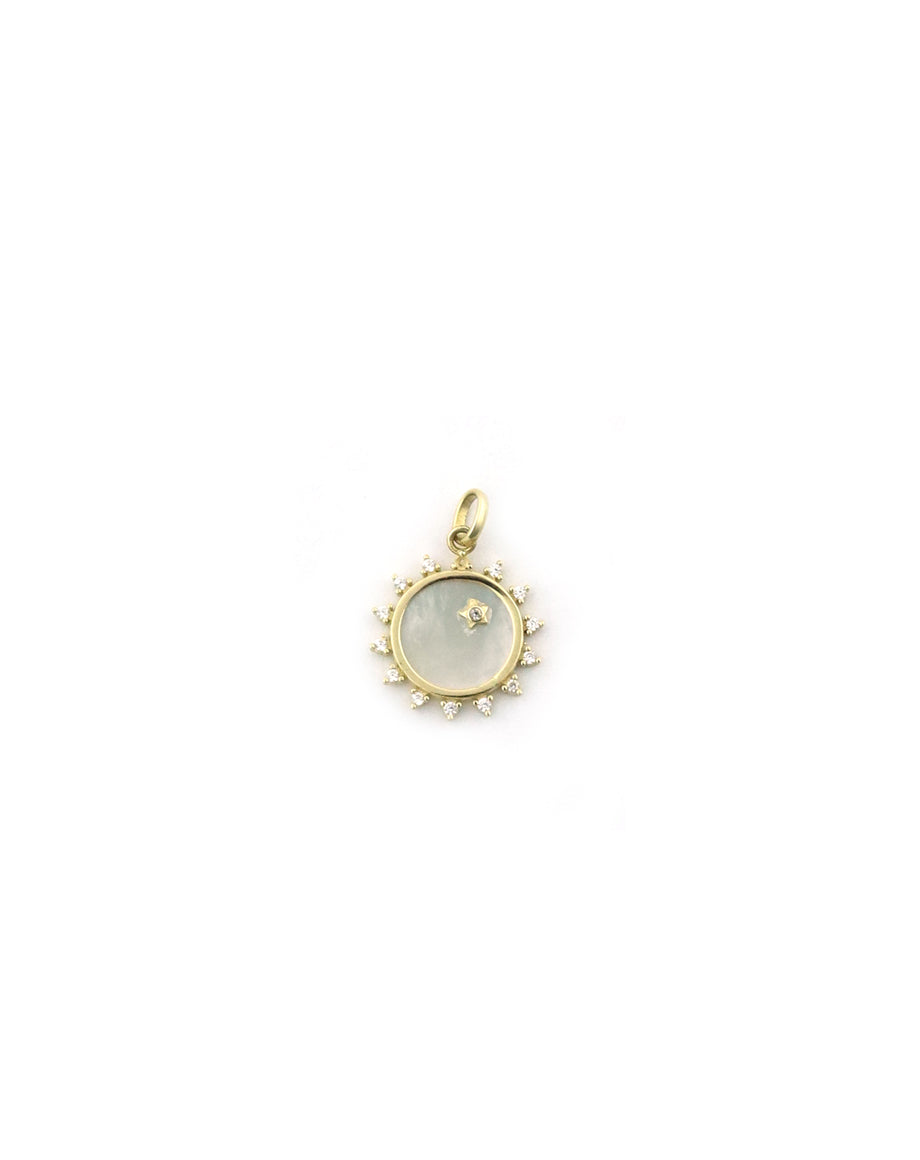 Small 14K Gold Mother of Pearl Sun Charm