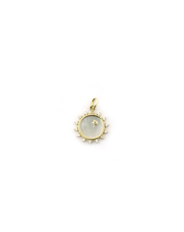 Small 14K Gold Mother of Pearl Sun Charm