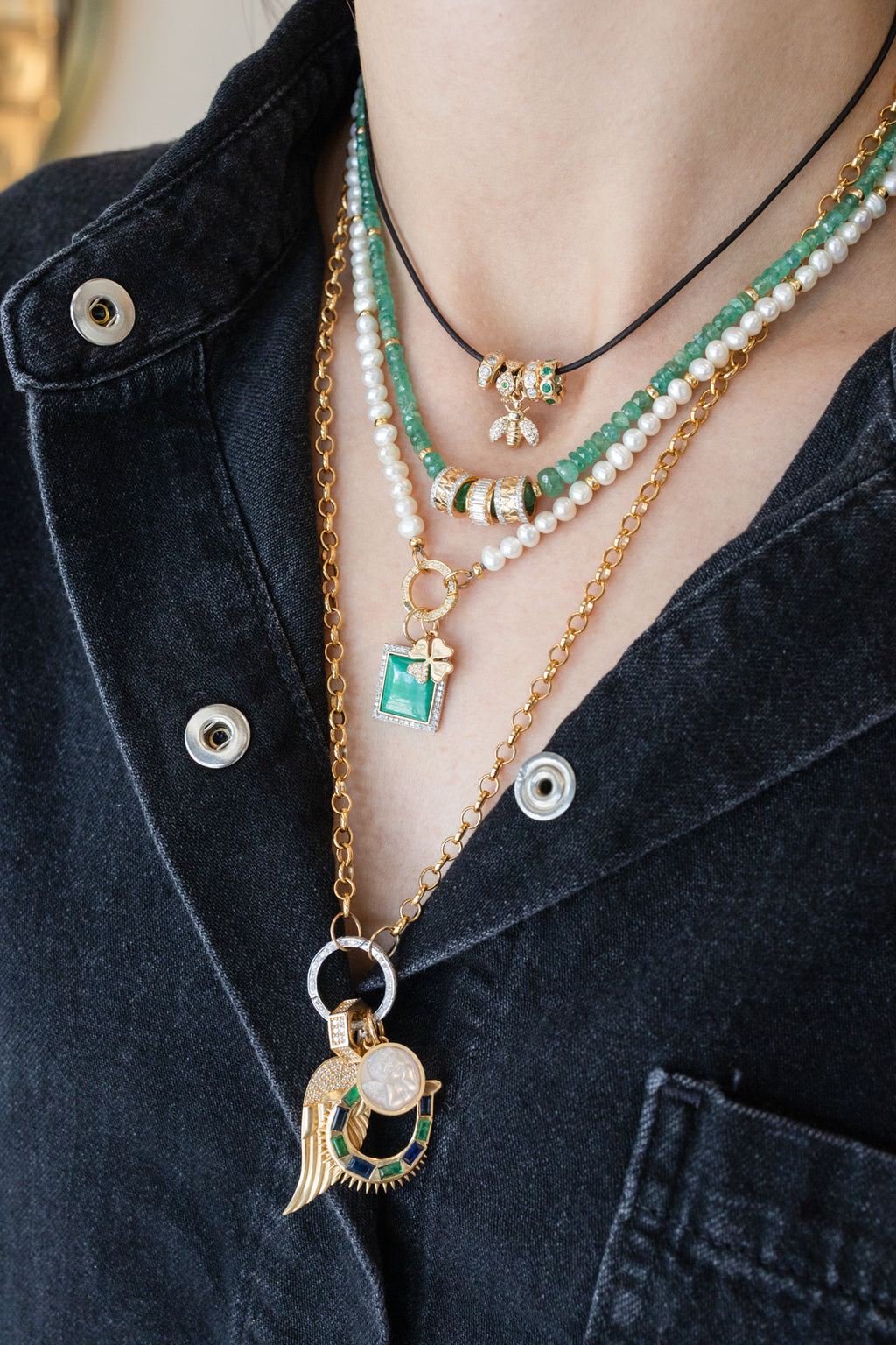 Gold Filled Rolo Chain 17mm Diamond Lock Necklace