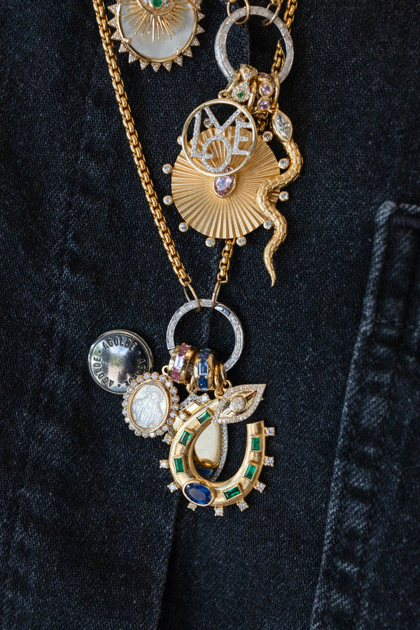 Mini 14K Gold Shiny Diamond Eye Charm