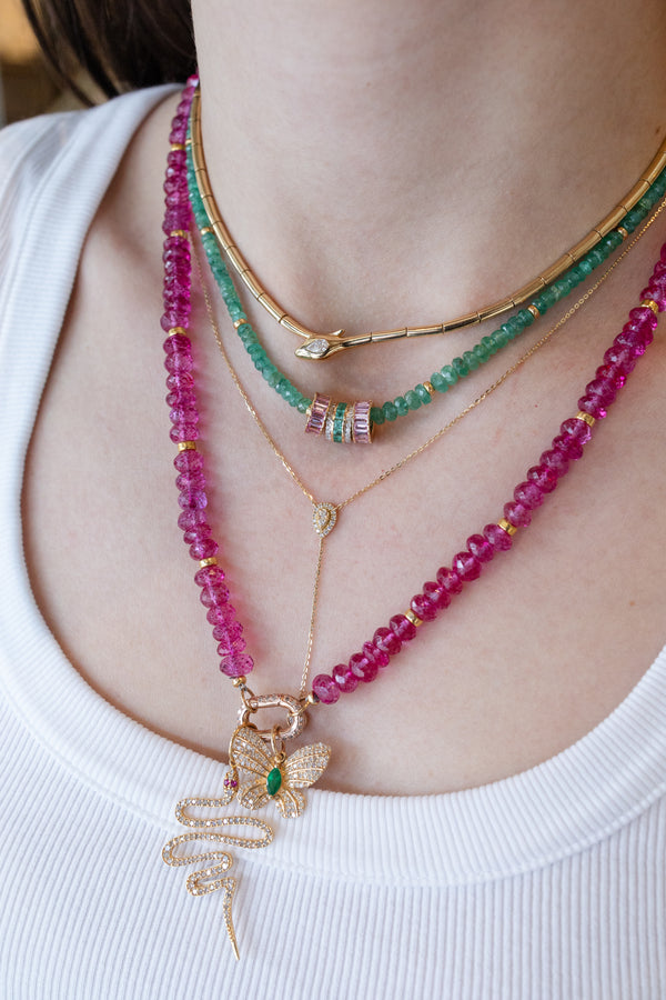 14K Gold Teardrop Diamond Lariat Necklace