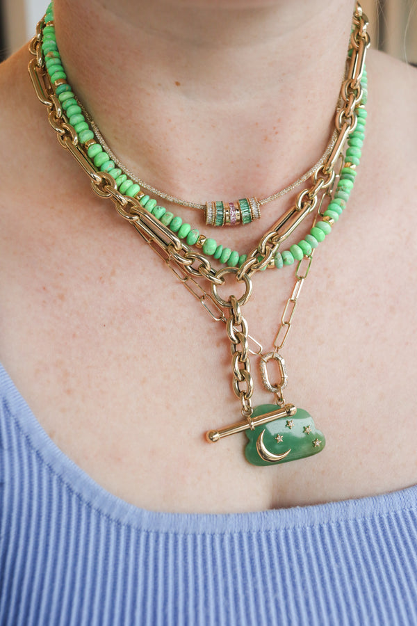 6mm Neon Green Turquoise Rondelle Necklace