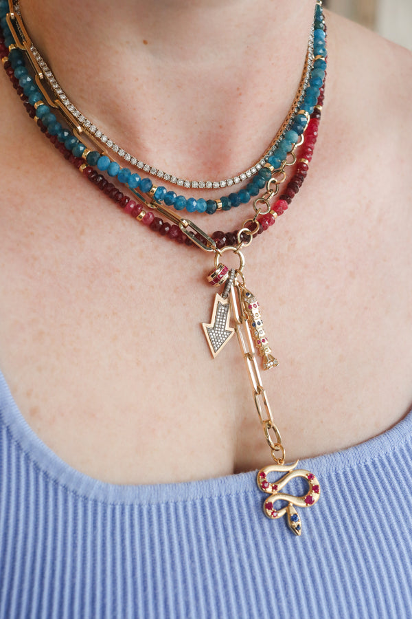 14K Gold Shiny Edge Ruby Baguette Spacer