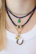 14K Gold Green Onyx Scarab Charm