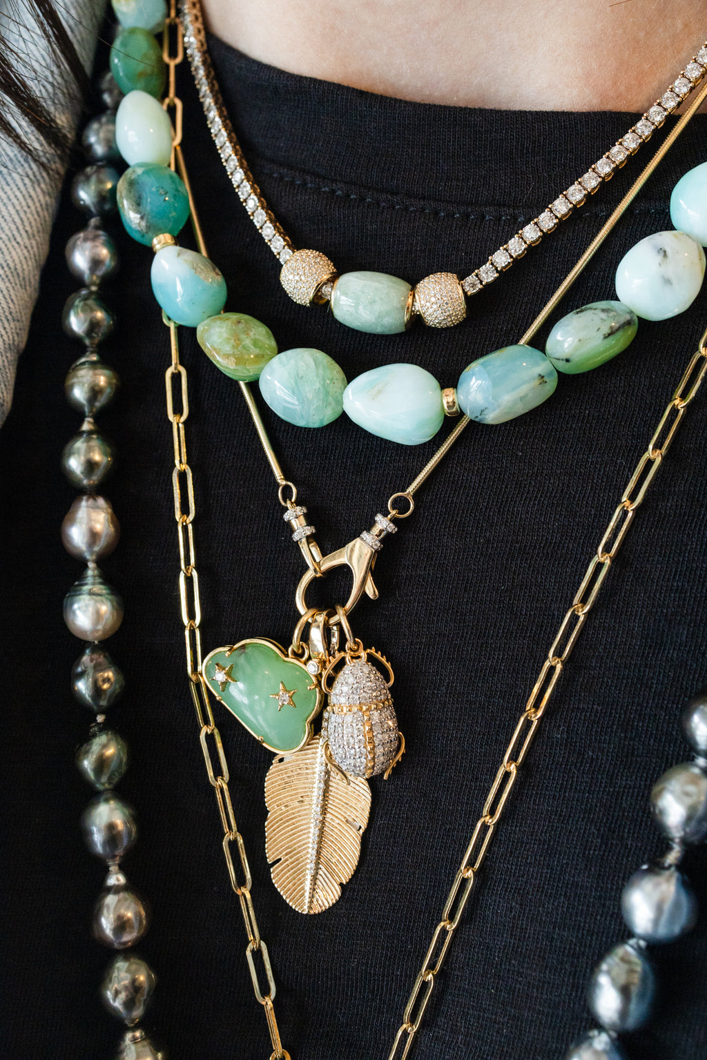 14K Gold Mini Chrysoprase Cloud Charm